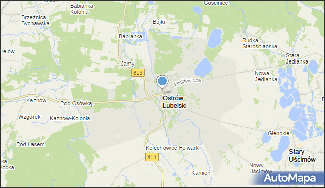 mapa Ostrów Lubelski, Ostrów Lubelski na mapie Targeo